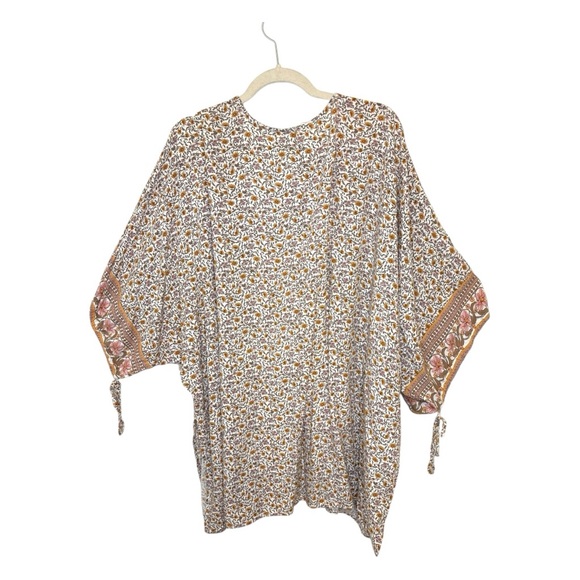 Entro Boho Kimono Cardigan – Floral Print Open Front Duster, One Size - Picture 2 of 6